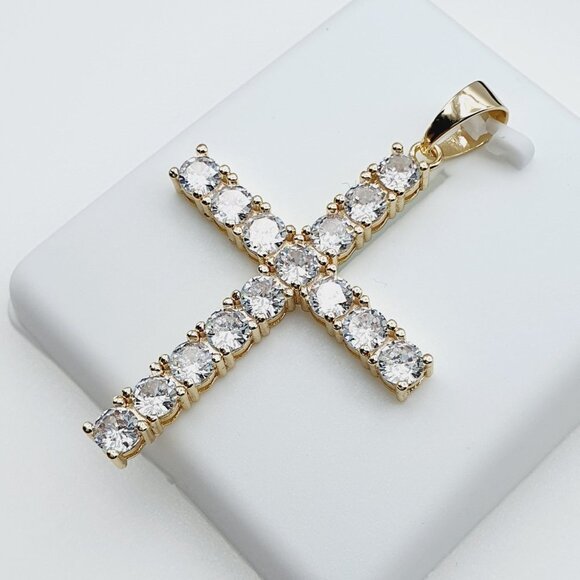 14K Gold Plated Cubic Zircon Pendant, INUS1BR027 - Picture 6 of 9